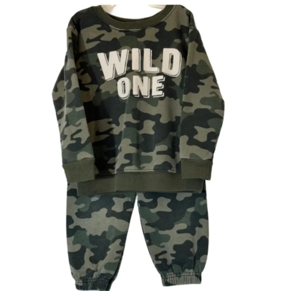 Kids Green Camouflage Graphic Matching Set Size 2T -3T
